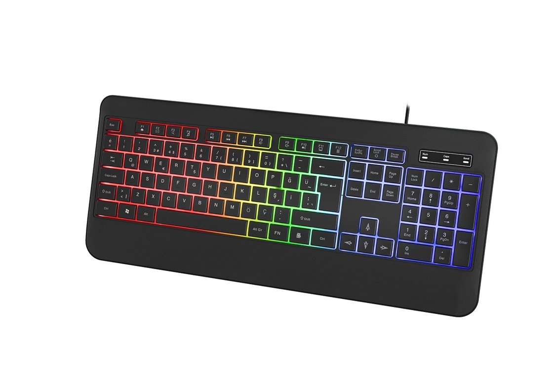 Lâmpada de fundo RGB em modo de luz não respirável teclado com filme de fibra de carbono para gamers entusiastas da tecnologia