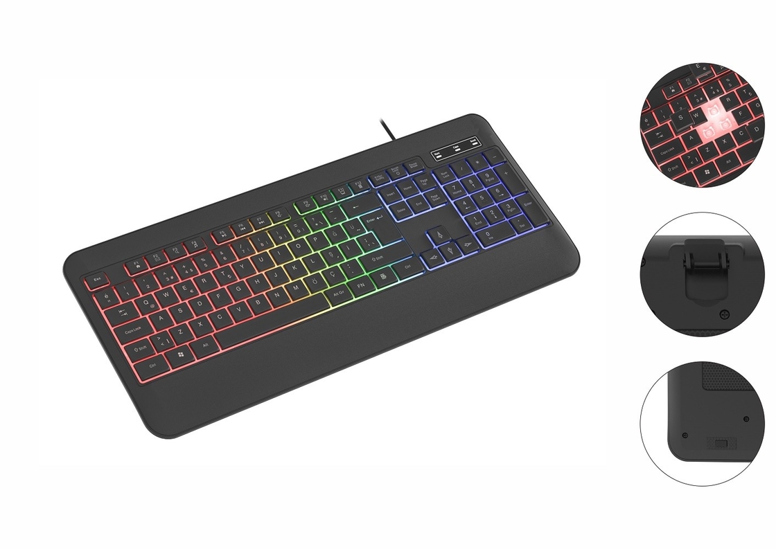 Lâmpada de fundo RGB em modo de luz não respirável teclado com filme de fibra de carbono para gamers entusiastas da tecnologia