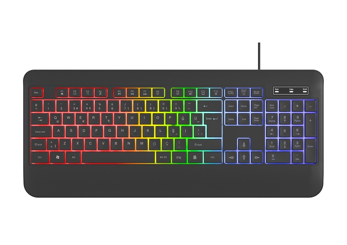 Lâmpada de fundo RGB em modo de luz não respirável teclado com filme de fibra de carbono para gamers entusiastas da tecnologia
