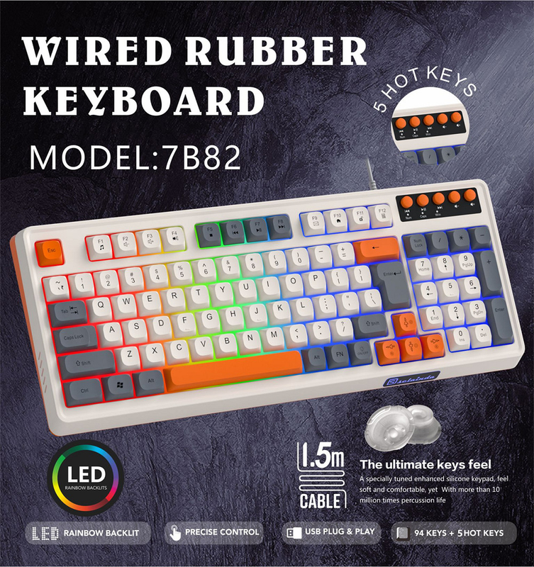 teclado de borracha com teclas multimídia 94+5