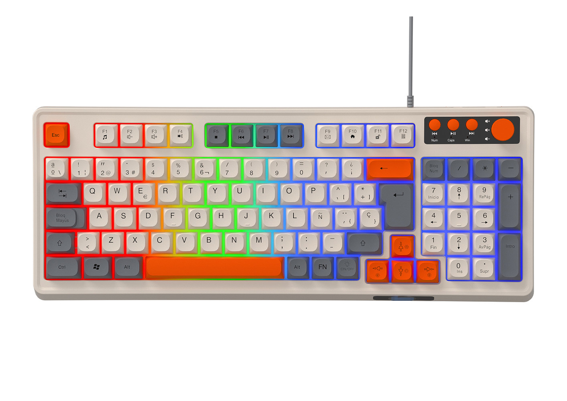 teclado de borracha com teclas multimídia 94+5