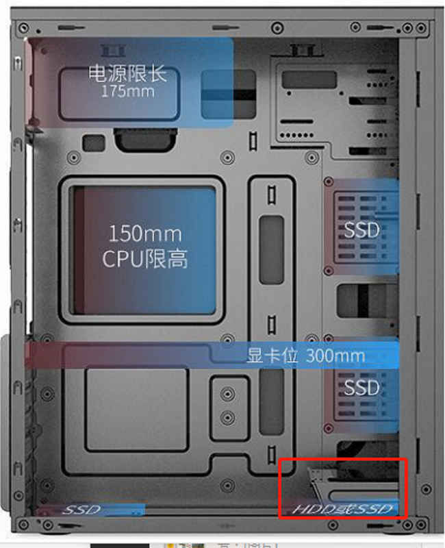 ETEK Micro ATX Chassis para escritório Dois estruturas de hardware curtas e longas disponíveis