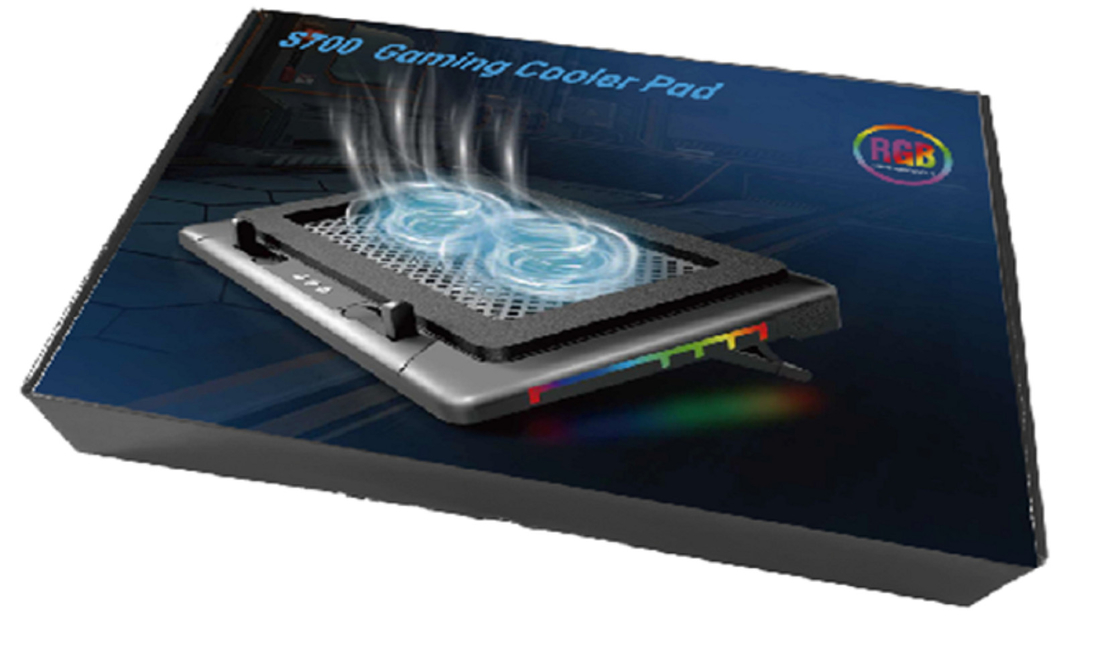 Caixa de refrigeração de laptop com iluminação RGB Dois ventiladores de 14 cm funcionando a 1400±10% RPM 7 níveis de ajuste de altura para jogadores