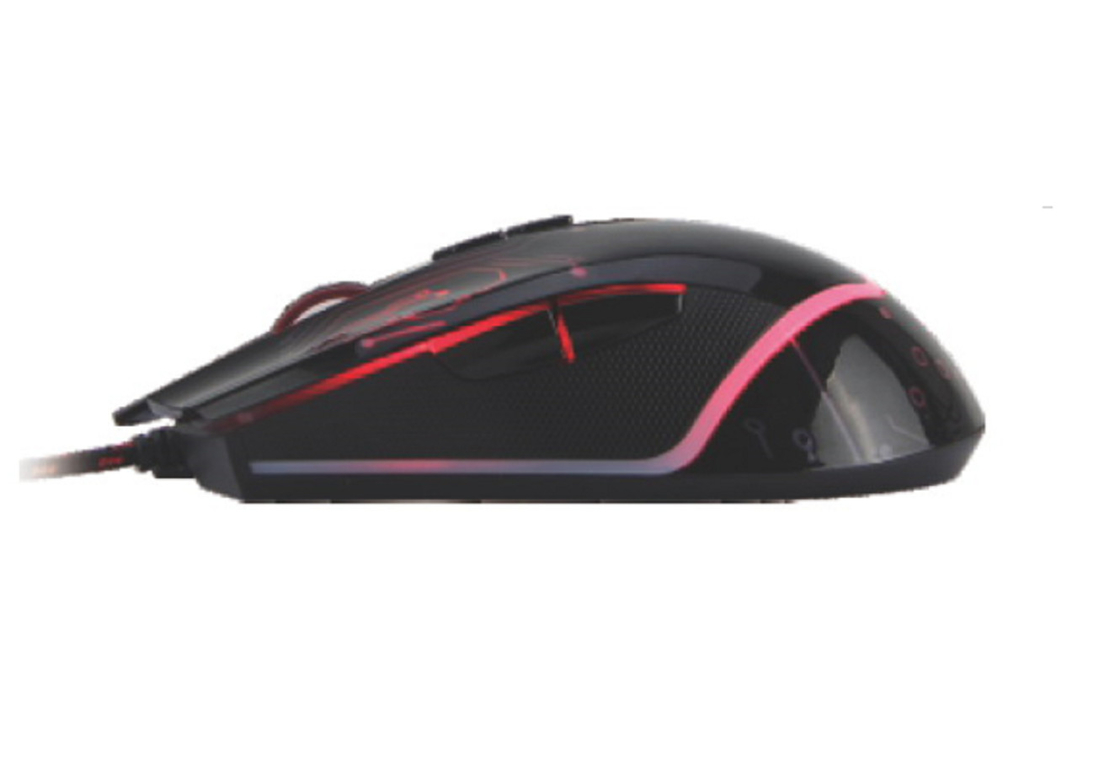 Mouse de botão 6D com cabo de USB trançado Design preto clássico compatível com vários sistemas.