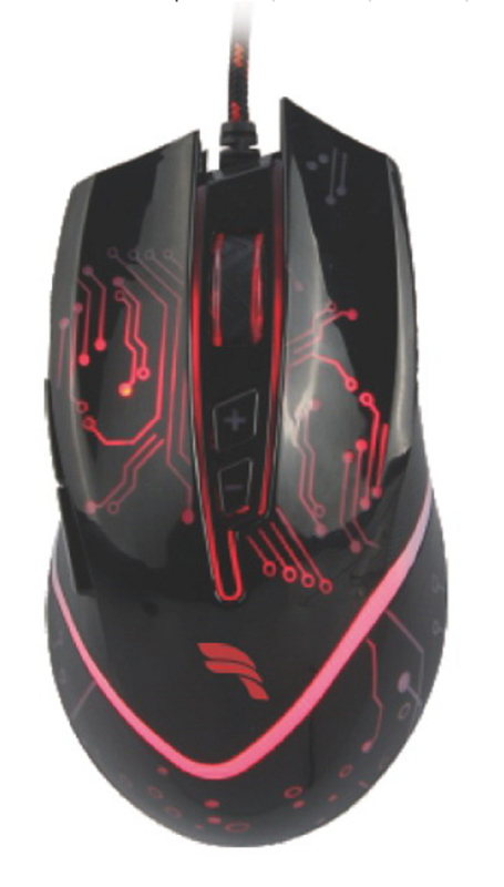 Mouse de botão 6D com cabo de USB trançado Design preto clássico compatível com vários sistemas.