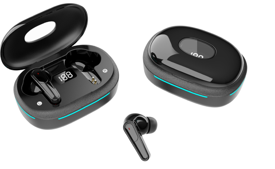 Equipado com antena Banzai e alto-falante F10 Este dispositivo possui bateria de fones de ouvido de 30mAh e caixa de carregamento de 200mAh