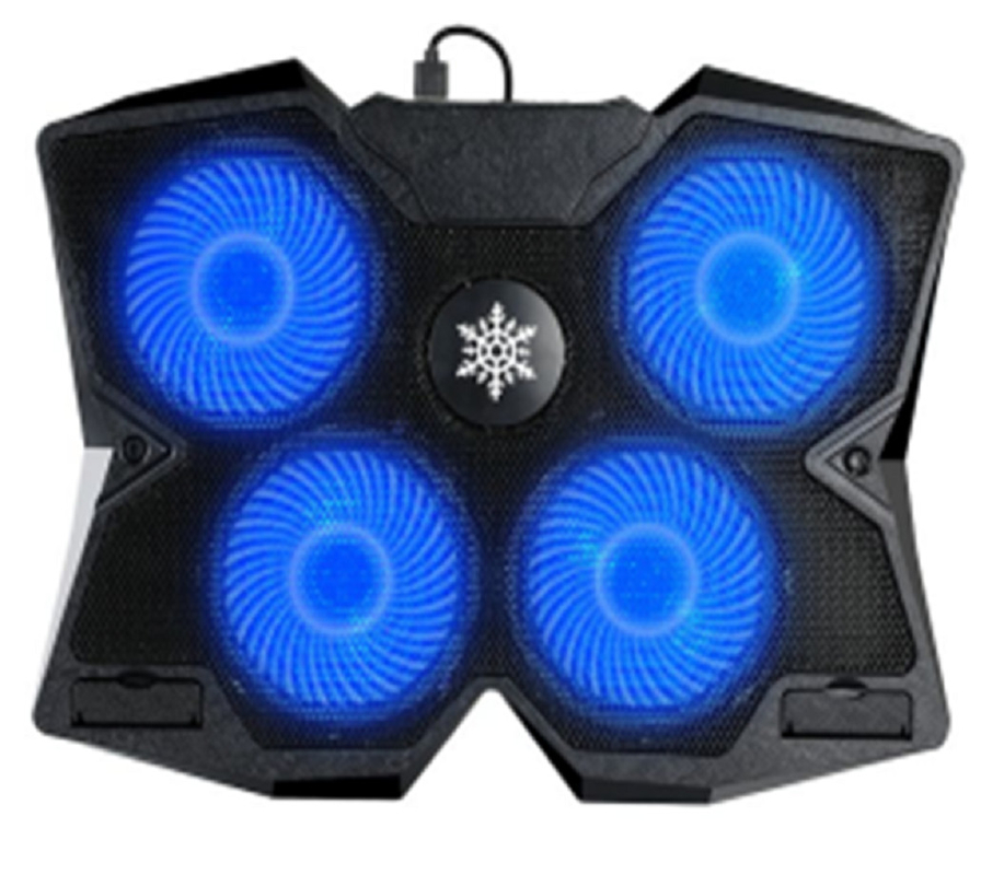Caixa de refrigeração de laptop equipada com ventilador de 4 * 14cm funcionando a 1400 ± 10% RPM eficientemente dissipa o calor e funciona silenciosamente para gamers designers