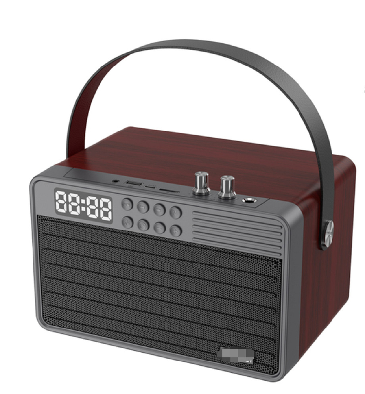Suporta Bluetooth AUX TF Card U Disk FM Rádio Microfone sem fio Madeira ABS Material de malha de ferro Bateria de 2400mAh