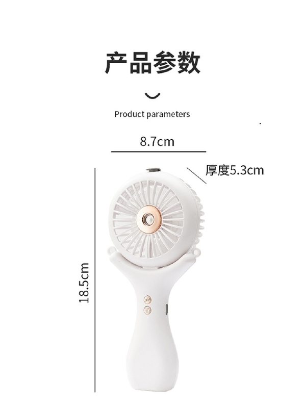 500mAh Bateria 2 horas de carregamento Três velocidades de vento 148g Halterneck leve Desktop portátil 3 em 1 Nano Spray Fan