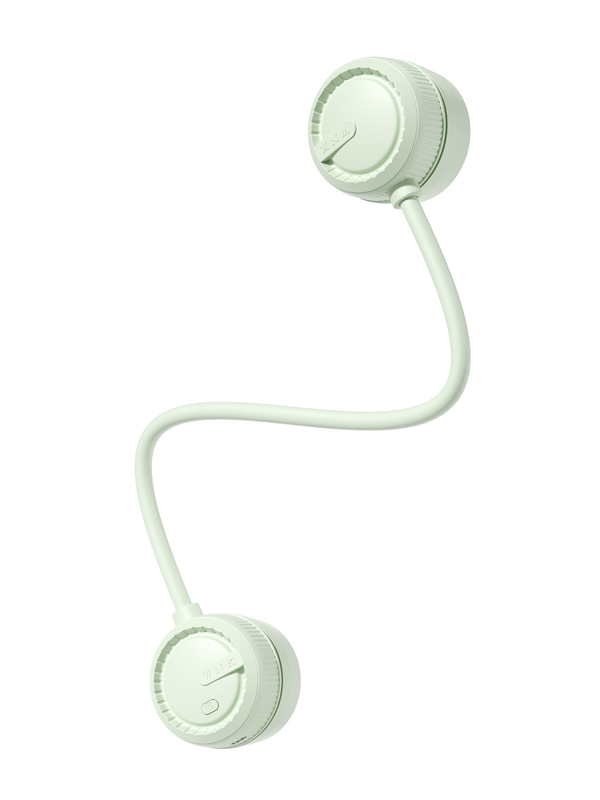 Vento suave em três níveis Fluxo de ar de 360 graus Mangueira universal 1000mAh Bateria TYPE-C Carregamento Ventiladores portáteis em branco e verde hortelã