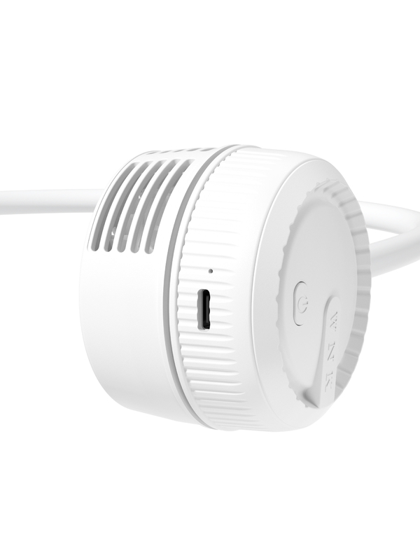 Vento suave em três níveis Fluxo de ar de 360 graus Mangueira universal 1000mAh Bateria TYPE-C Carregamento Ventiladores portáteis em branco e verde hortelã