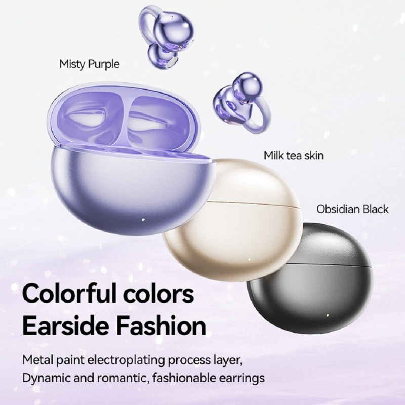 BT 5.4 Design ergonômico 3D Auscultador Bluetooth Auscultador até 5 horas por chamada Pressão uniforme em névoa Roxo Leite Chá de pele Obsidiano Preto