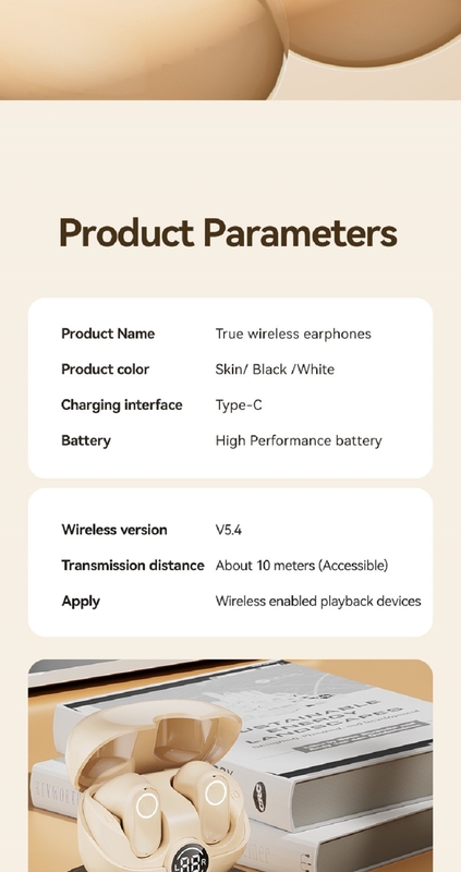 Fones de Ouvido Bluetooth Fones de Ouvido 5.4 4-5 Horas Por Carga 600mAh Caixa 4.8g 2.8×2.5×1.8cm Optimizado Micrófono Cores Dinâmicas