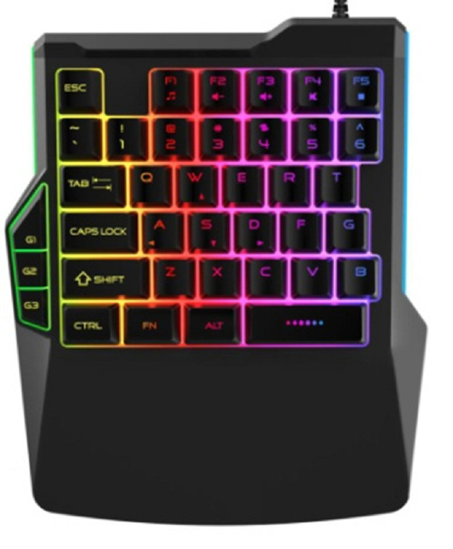 Design ergonômico teclado de computador com fio 19 teclas rolover Macro Função placa de ferro contrapeso suporta monocromo / luz de fundo colorida