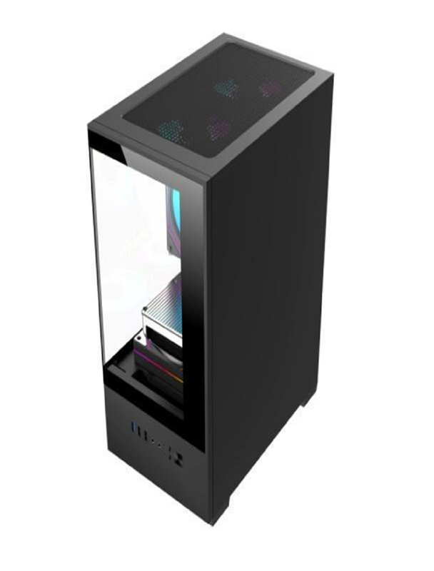 Caixa de computador suporta MicroATX/MiniITX Placas-mãe HDD inferior + compartimento de alimentação para armazenamento duplo SSD Ventilador de 5 velocidades com design de ducto de ar 3D