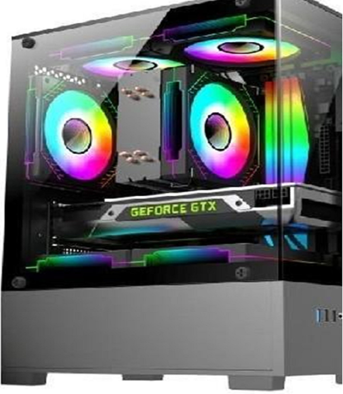 Caixa de computador suporta MicroATX/MiniITX Placas-mãe HDD inferior + compartimento de alimentação para armazenamento duplo SSD Ventilador de 5 velocidades com design de ducto de ar 3D