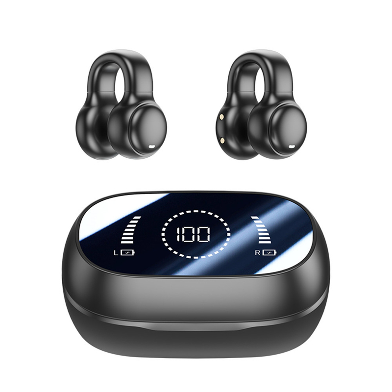 Bluetooth 5.3 fones de ouvido Design de ouvido totalmente aberto 9D Surround Sound Game Audio-sync HIFI Digital Display 1.5H Carregamento 6H Single Playback