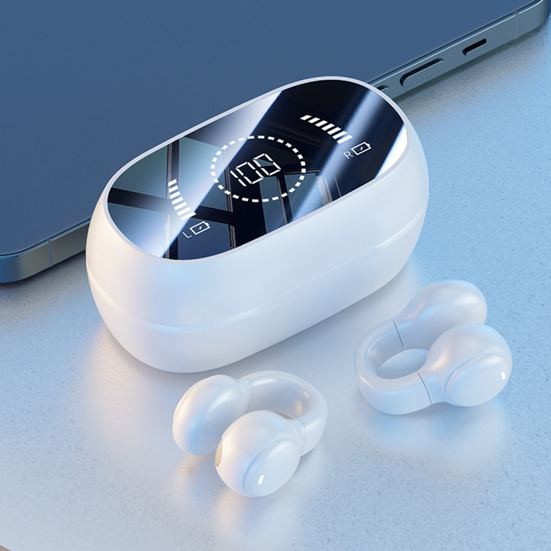 Bluetooth 5.3 fones de ouvido Design de ouvido totalmente aberto 9D Surround Sound Game Audio-sync HIFI Digital Display 1.5H Carregamento 6H Single Playback