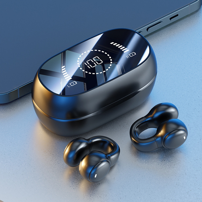 Bluetooth 5.3 fones de ouvido Design de ouvido totalmente aberto 9D Surround Sound Game Audio-sync HIFI Digital Display 1.5H Carregamento 6H Single Playback