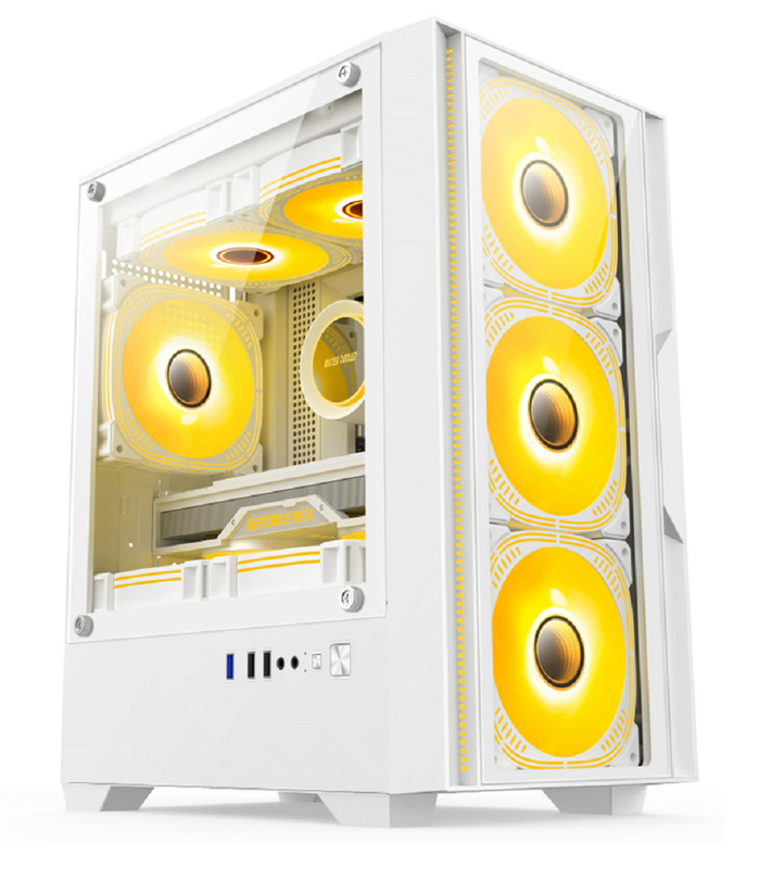 Compatível com placas-mãe M-ATX/ITX Instalação de modo duplo Layout de 5 ventiladores Iluminação lateral panorâmica Caixa de computador para jogadores de gama média