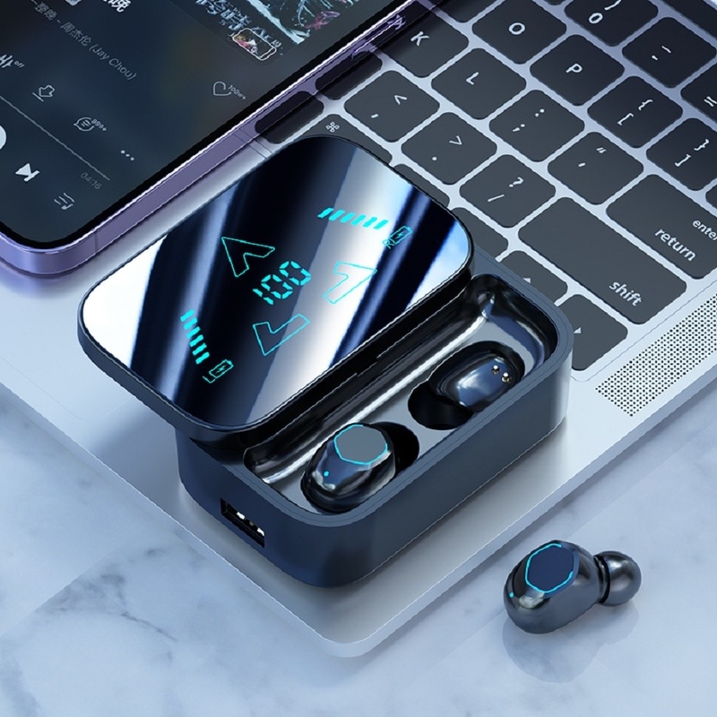 Design de compartimento deslizante Display de espelho inteligente Bluetooth de alta velocidade 5.3 fones de ouvido Bateria de todos os climas Vida resistente à água Para esportes