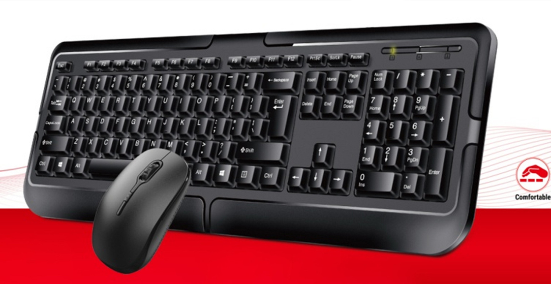 500g Leve 2.4G Wireless 105 teclas Layout 5 milhões Key Life Suporte multilíngüe teclados Mouse Combos Para Internet Cafés E Home Backup