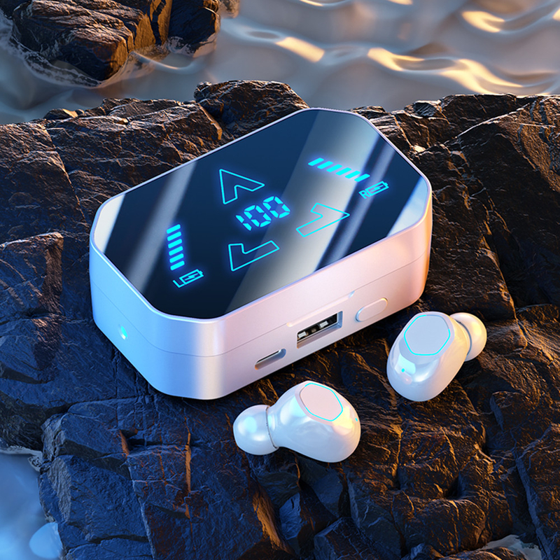 Bluetooth 5.3, F10 Auscultadores In-ear à prova de água e poeira com ecrã digital Design ergonômico para uso em jogos esportivos