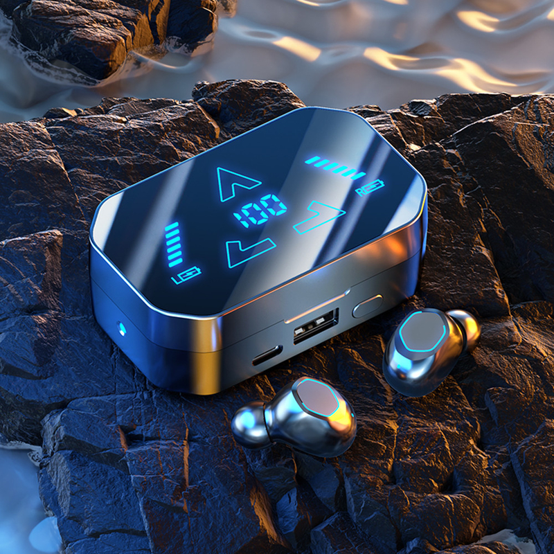Bluetooth 5.3, F10 Auscultadores In-ear à prova de água e poeira com ecrã digital Design ergonômico para uso em jogos esportivos