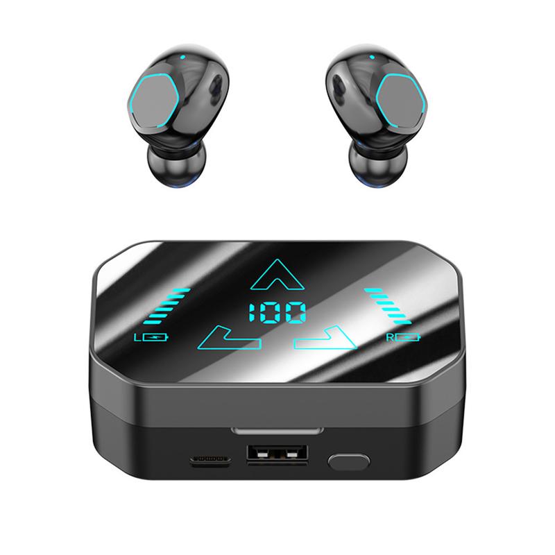 Bluetooth 5.3, F10 Auscultadores In-ear à prova de água e poeira com ecrã digital Design ergonômico para uso em jogos esportivos