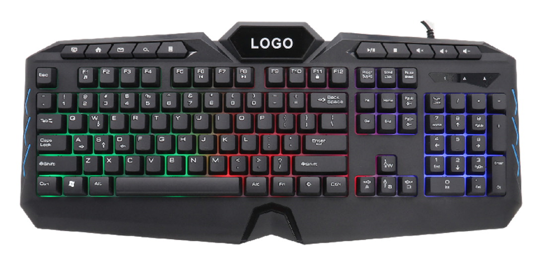 104 10 teclas teclado ETEK com luz de fundo Rainbow Tecnologia de filme de carbono e controle de efeito de luz simples leve em 658g