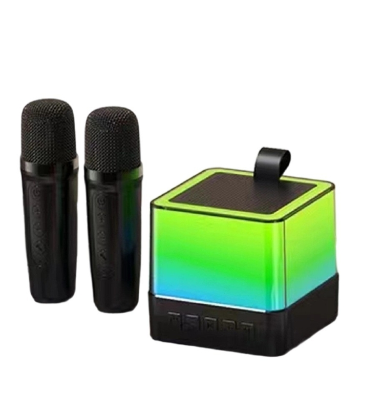 Multicolor LED Mini Cube Speaker 89mm Som perfeito para festas e Karaoke em preto/branco/rosa