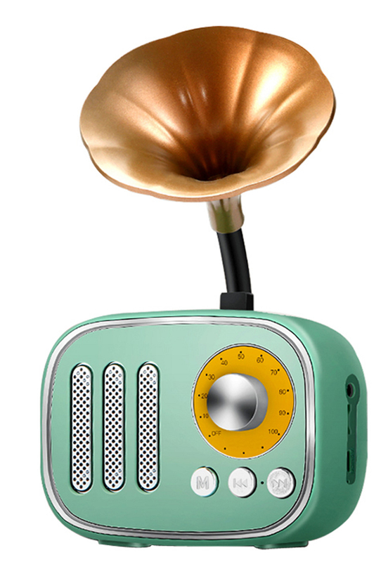 Alta-voz Bluetooth Suporta Bluetooth AUX TF Card E FM Radio Playback 1200mAh Bateria Mini Retro Trombeta Design 125 × 66 × 205mm