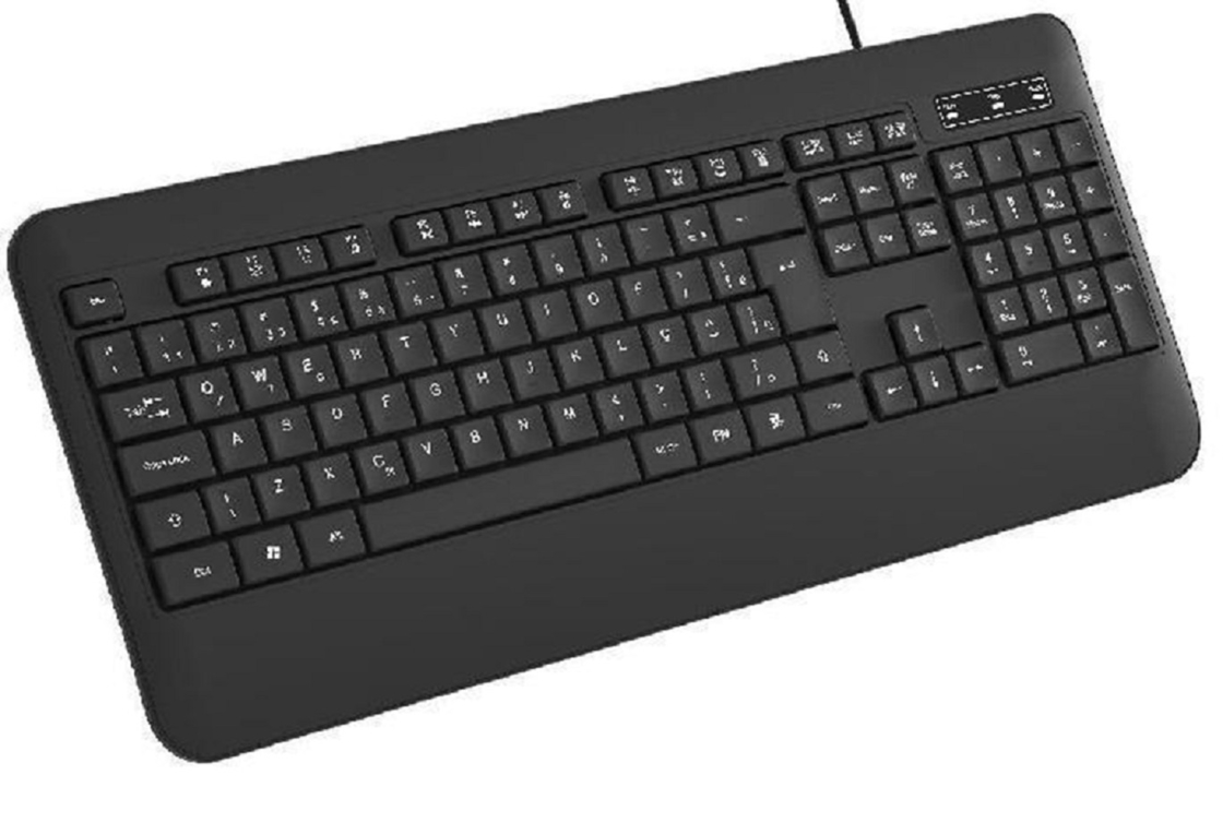 ETEK 104 teclado de escritório à prova d'água com teclas de filme de carbono material HIPS 1,2 metros cabo trançado suporta personalização de logotipo