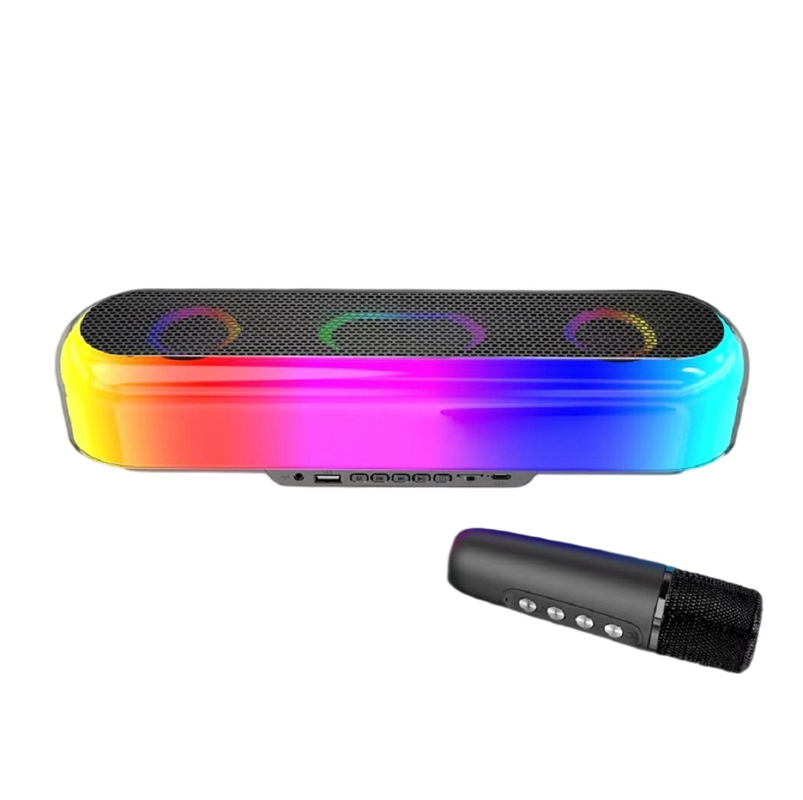 10W RMS Power 52mm alto-falante 1500mAh Bateria Suporta Bluetooth TF Card até 32GB FM rádio Luzes LED coloridas