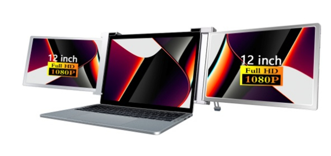 2 X 12 polegadas FHD IPS Escreens 1920 X 1080 16 / 9 Ultra-light Design 1,1 kg por tela 25,3 mm Espessura HDR Suporte 12 línguas OSD
