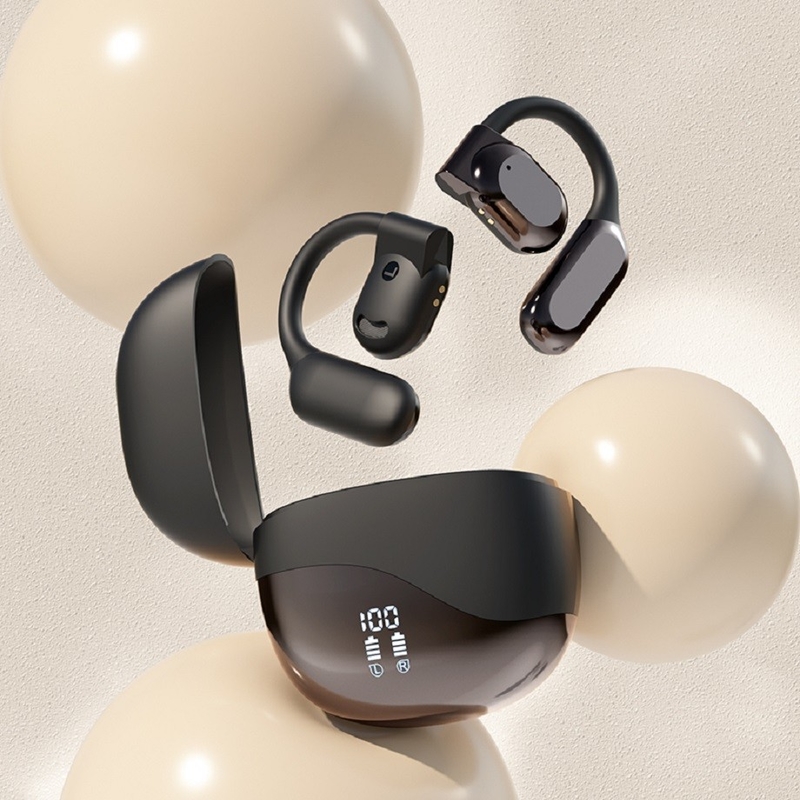 Bluetooth 5.4 fone de ouvido com alcance de 10 metros Até 8-9 horas por chamada Caso de carregamento de 300mAh Fornece energia extra para viagens de negócios etc.