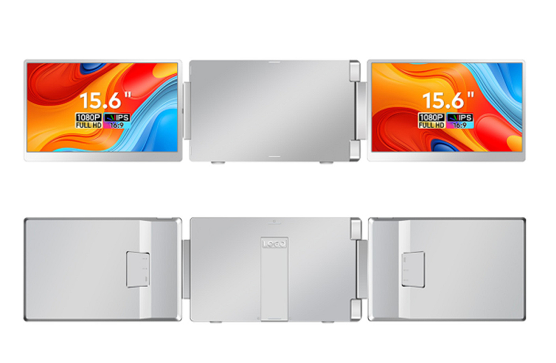 2 * 15,6 polegadas de visão completa FHD monitor de laptop: 16:9 relação de aspecto, 1920 * 1080 IPS resolução de alta definição, Tipo-C 3.1 interface, suporte HDR, flip de tela