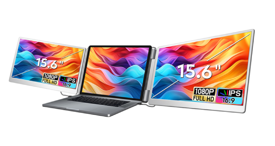 2 * 15,6 polegadas de visão completa FHD monitor de laptop: 16:9 relação de aspecto, 1920 * 1080 IPS resolução de alta definição, Tipo-C 3.1 interface, suporte HDR, flip de tela