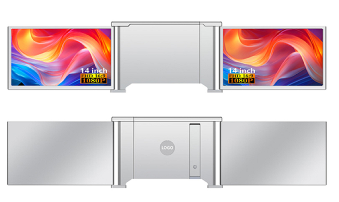 Dual monitor de laptop FHD de 14 polegadas, compatível com laptops de 13,5-16,5 polegadas.