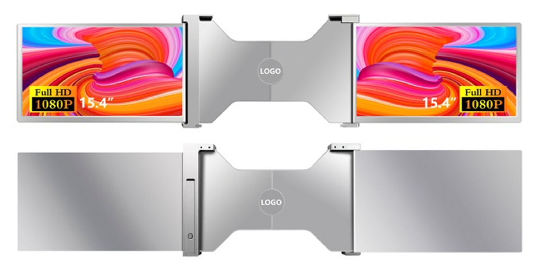 Dois monitores de portáteis FHD de 15,4 polegadas, compatíveis com portáteis de 15,6-18,5 polegadas, com uma interface Tipo-C com suporte HDR.