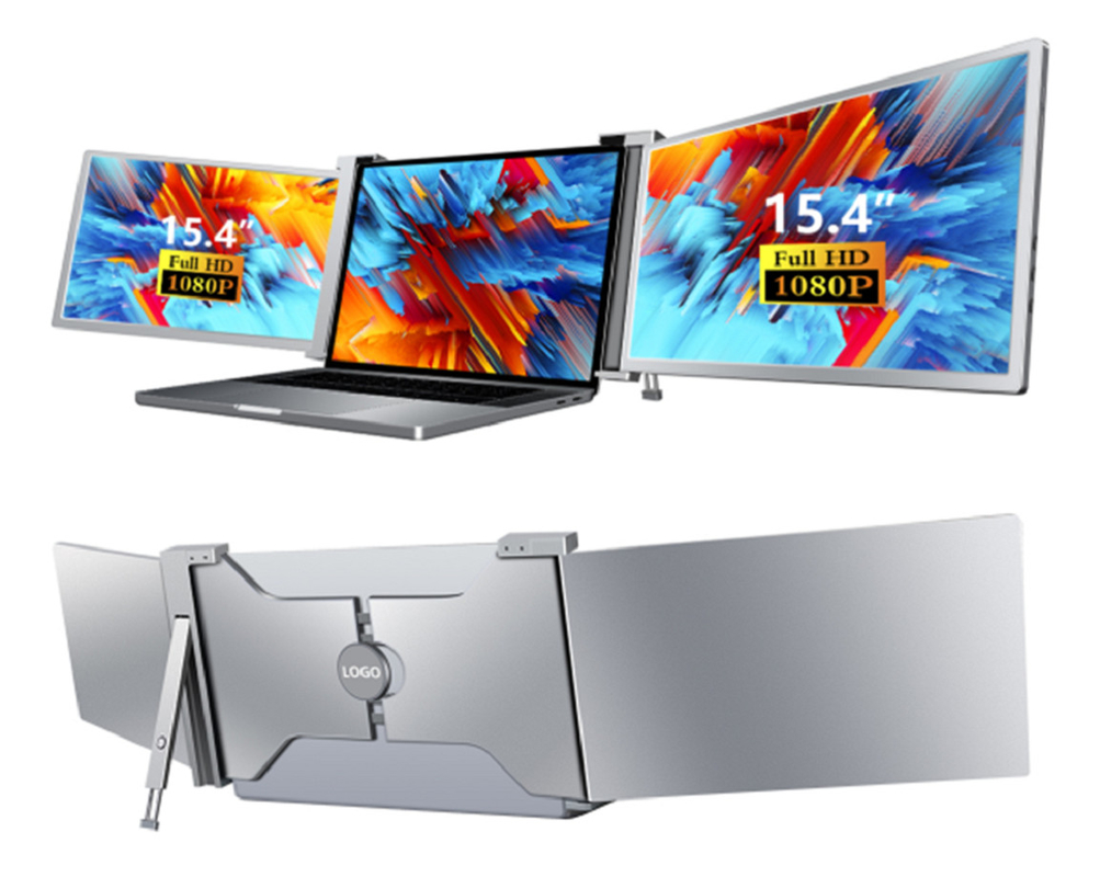 Dois monitores de laptop FHD de 15,4 polegadas, compatíveis com laptops de 15,6-18,5 polegadas Uma interface tipo-C com suporte HDR