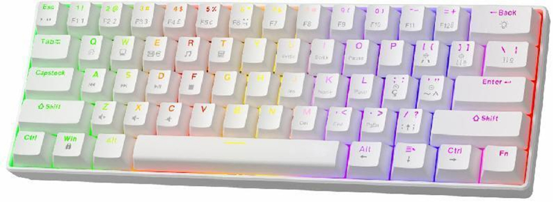 Teclado Mecânico Compacto de 68 Teclas com Retroiluminação RGB Personalizável, Switches Hot-Swappable e Conectividade USB
