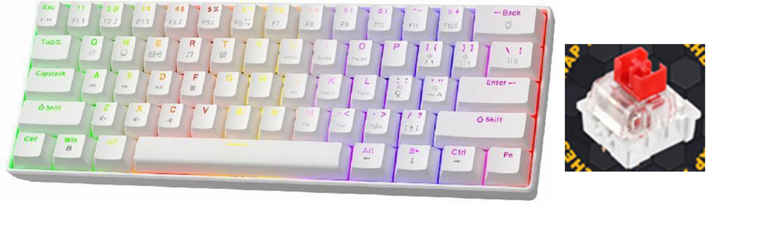 Teclado Mecânico Compacto de 68 Teclas com Retroiluminação RGB Personalizável, Switches Hot-Swappable e Conectividade USB