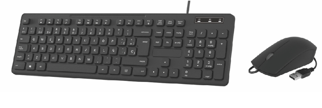 teclado e mouse com fio preto 24mm espessura teclas de filme de carbono teclado 1200 dpi resolução plug and play interface usb
