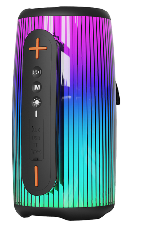 Bluetooth 5.3, Colunas de 10W Bateria de 2400mAh Com Carregamento Tipo-C Iluminação Ambiente RGB Cordão
