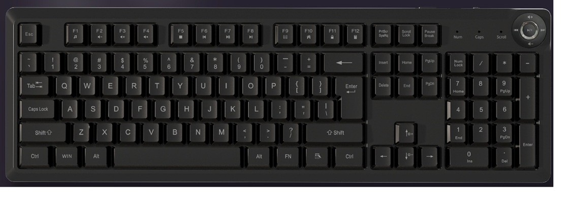 Ultra Slim Portátil FN Multimédia Membrana teclado 448*143*32mm 610g Peso líquido ABS preto Keycaps Membrana de prata