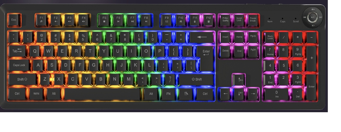 Ultra Slim Portátil FN Multimédia Membrana teclado 448*143*32mm 610g Peso líquido ABS preto Keycaps Membrana de prata