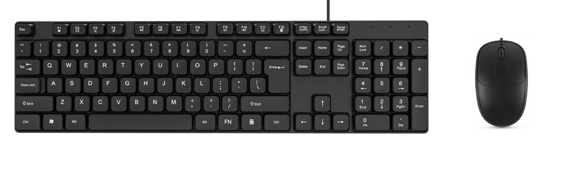Invadível 104 teclas teclado com fio mouse combo USB Plug-Play HIPS Material teclas multimídia para escritório