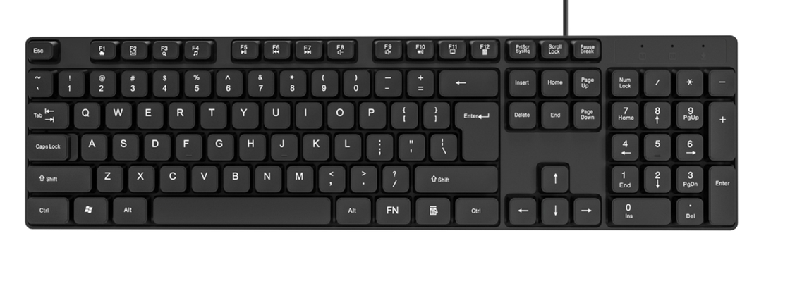 Invadível 104 teclas teclado com fio mouse combo USB Plug-Play HIPS Material teclas multimídia para escritório