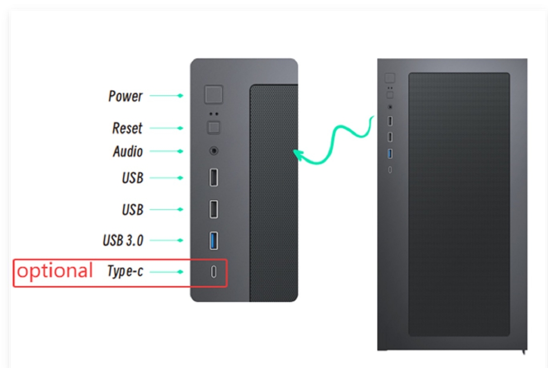 Gabinete Gamer Full-Tower EATX SPCC+ABS+Madeira Frontal USB Duplo 1.0+USB 3.0+Type-C Opcional Suporte para Refrigeração Líquida Tripla